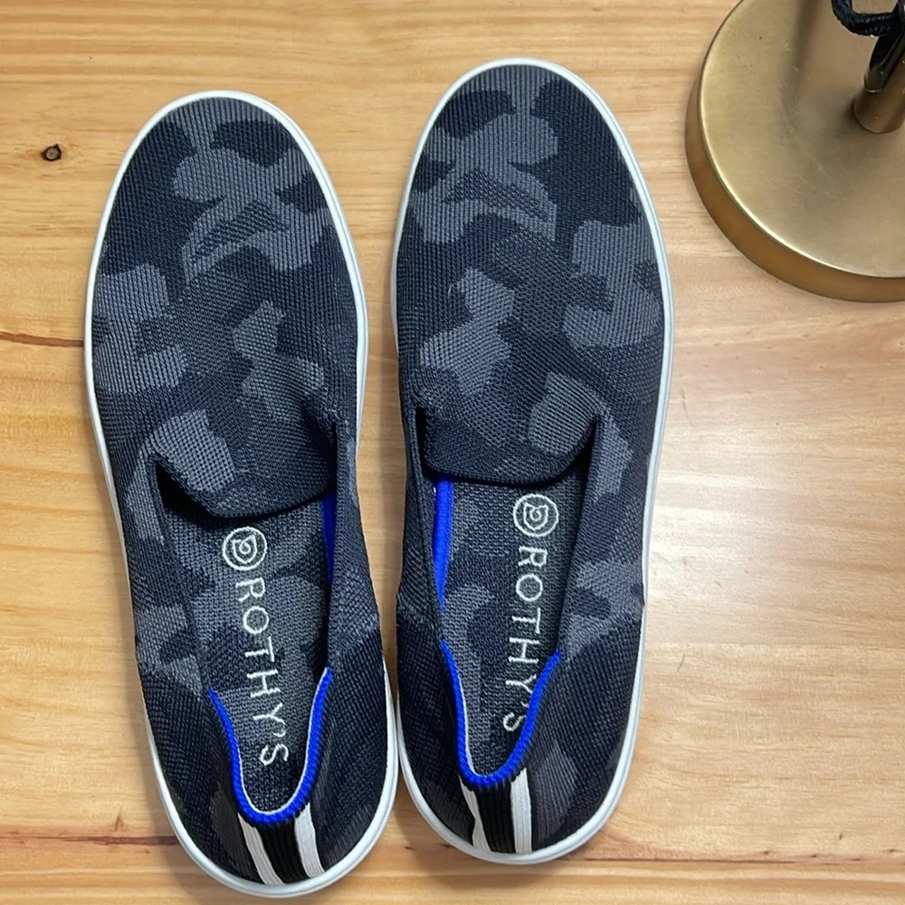 Rothy’s The Sneaker Original Slip On Sneaker Gray Camo‎ Textile Shoes